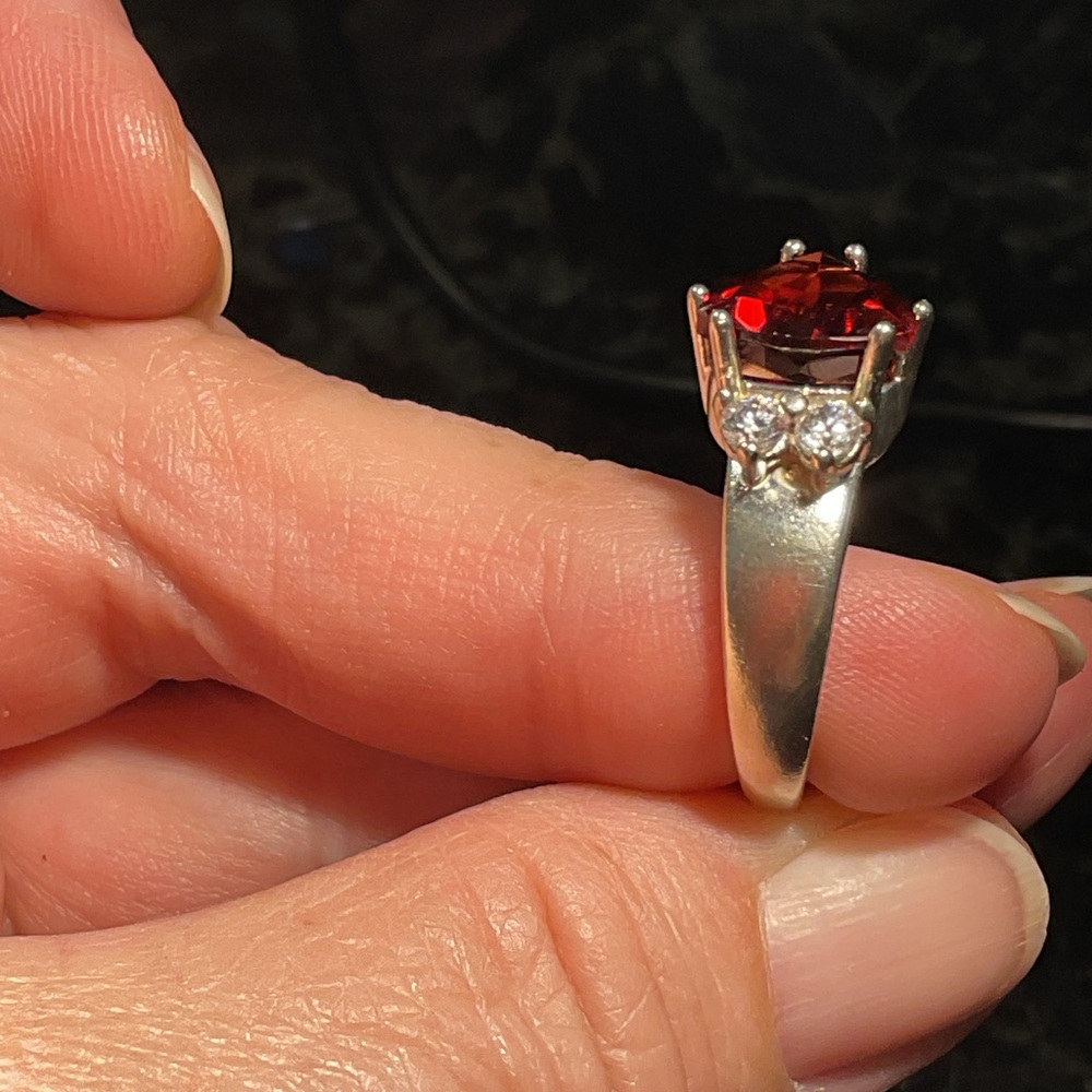 Almandine Garnet .925 Silver Unisex Ring - Picture 5 of 7